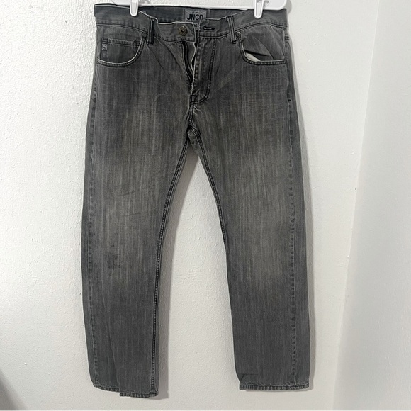 JNCO Slim Straight 101 Mens Sz 36 Gray Wash Jeans Skate Embroidered 100% Cotton - Picture 1 of 12